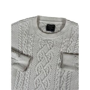 Abercrombie & Fitch Ivory Cable Knit Pullover Cotton Sweater Women's Sz M Y2K
